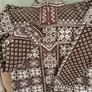Brown and cream 1/4 zip sweater